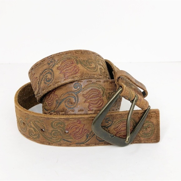 Bohemian embossed leather belt - Picture 7 of 12